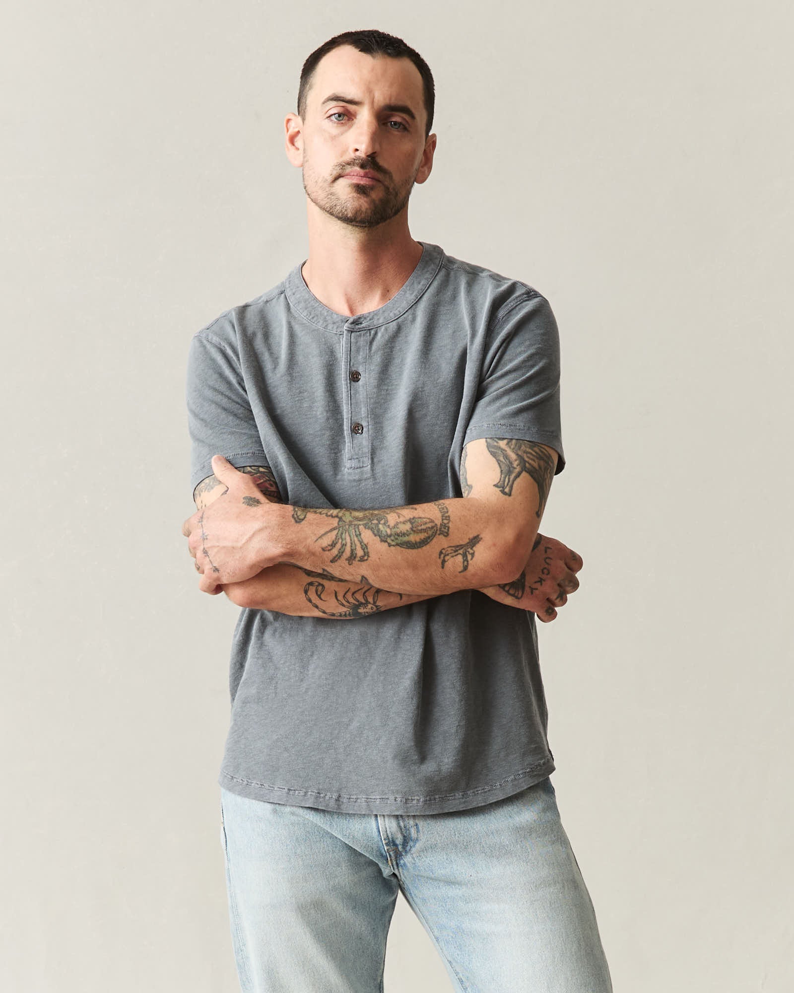 Men's Broken-In Premium Slub Henley - Vintage Poppyseed - Image 2