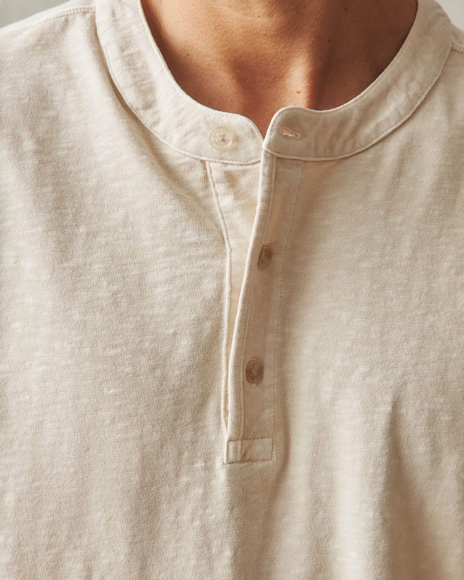 Men's Broken-In Premium Slub Henley - Washed Creme Brulee - Image 5
