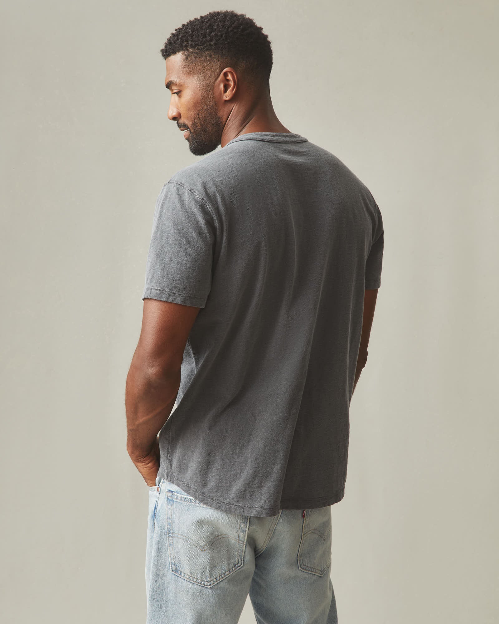 Men's Broken-In Premium Slub Henley - Washed Dark Charcoal - Image 3