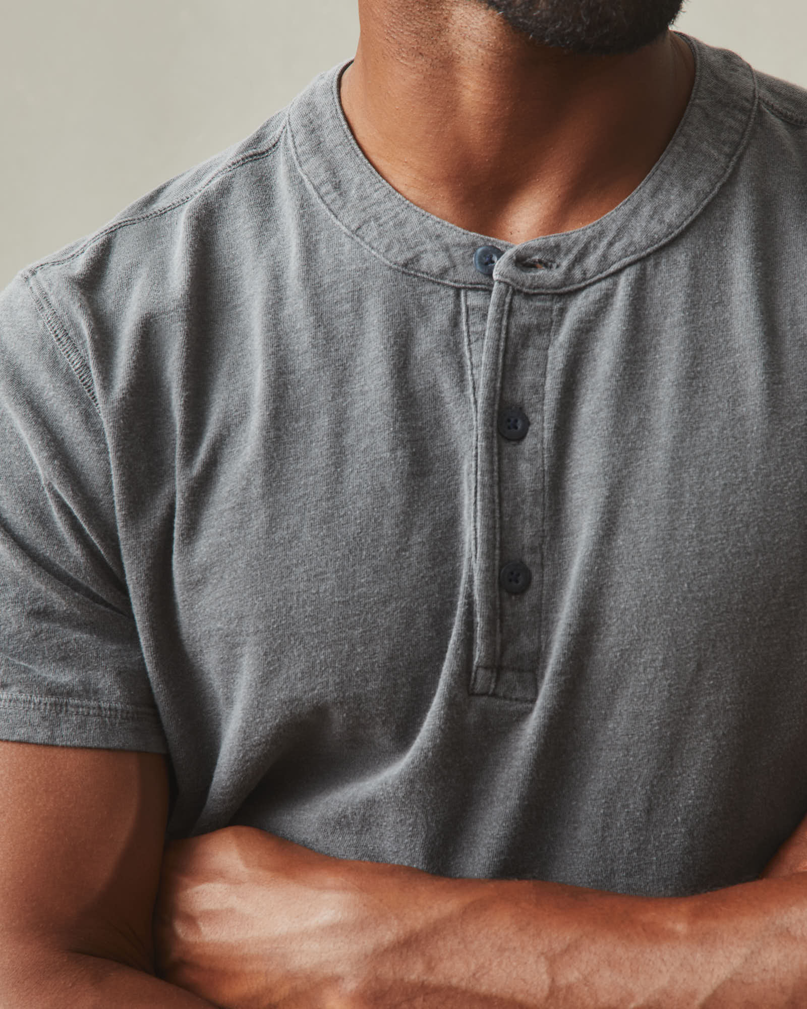 Men's Broken-In Premium Slub Henley - Washed Dark Charcoal - Image 4
