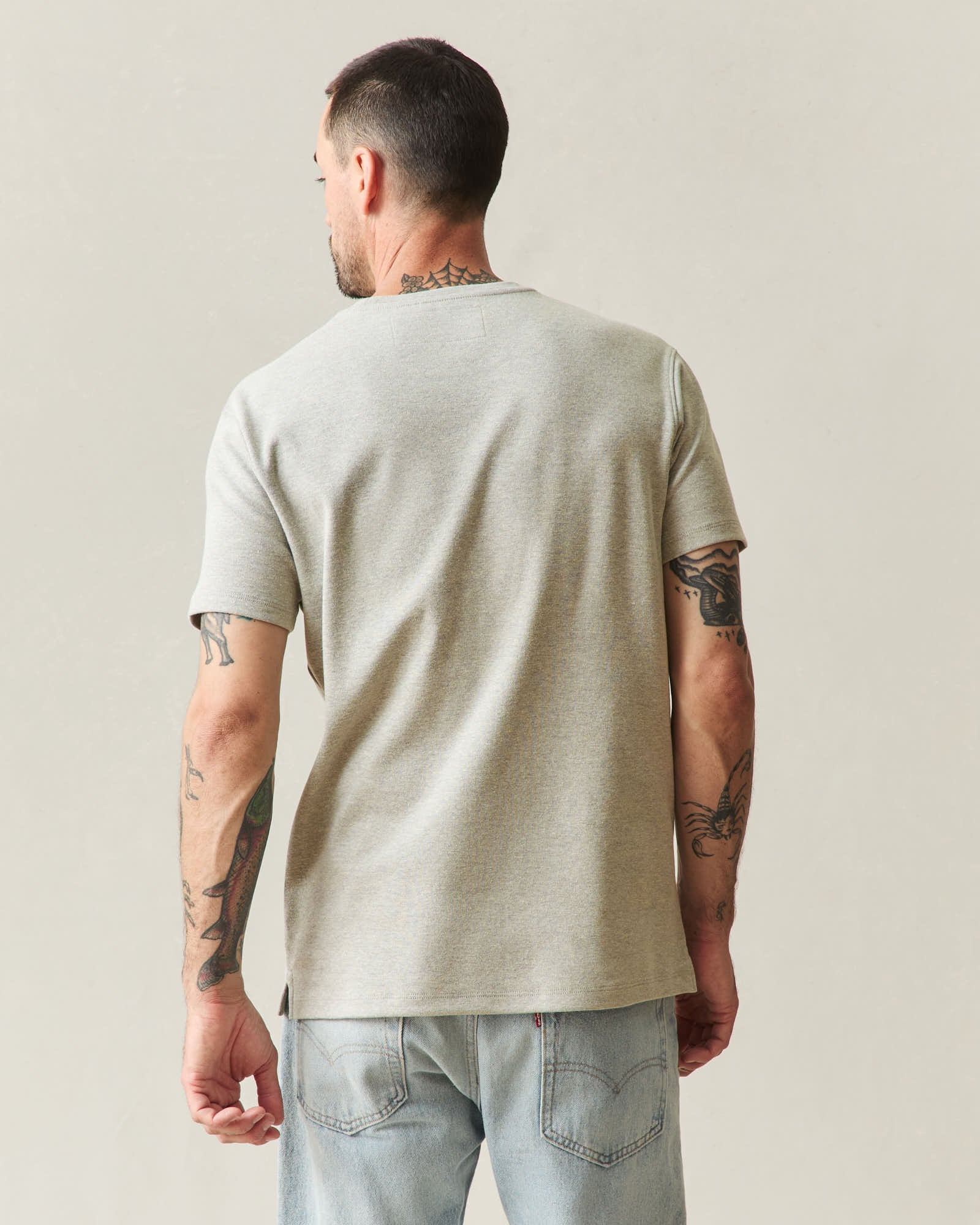 Men's Brushed Crew Tee - Sand Shell Heather - Image 2