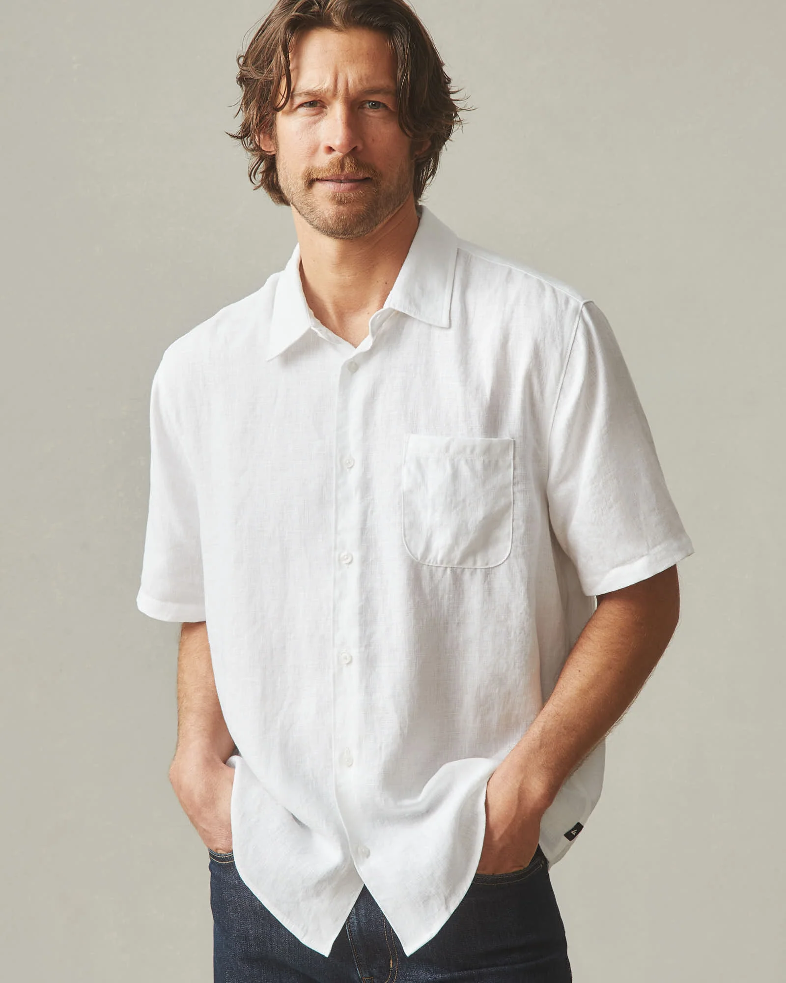 Men's Linen Shirt - White - Image 2