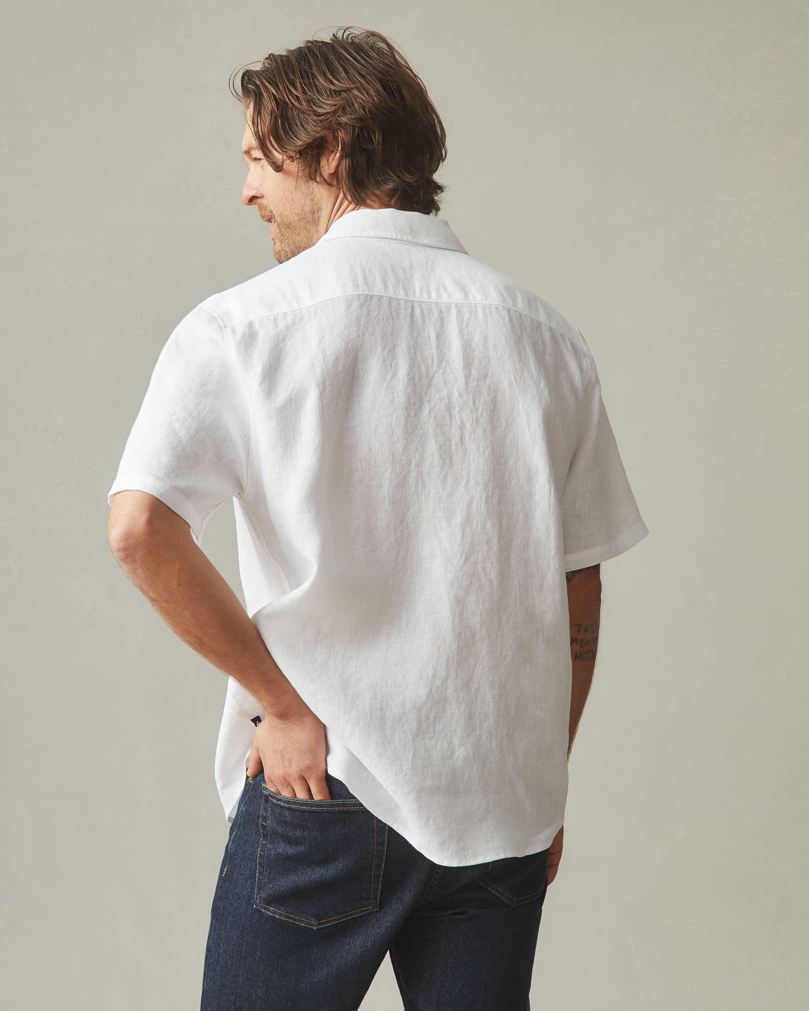 Men's Linen Shirt - White - Image 3