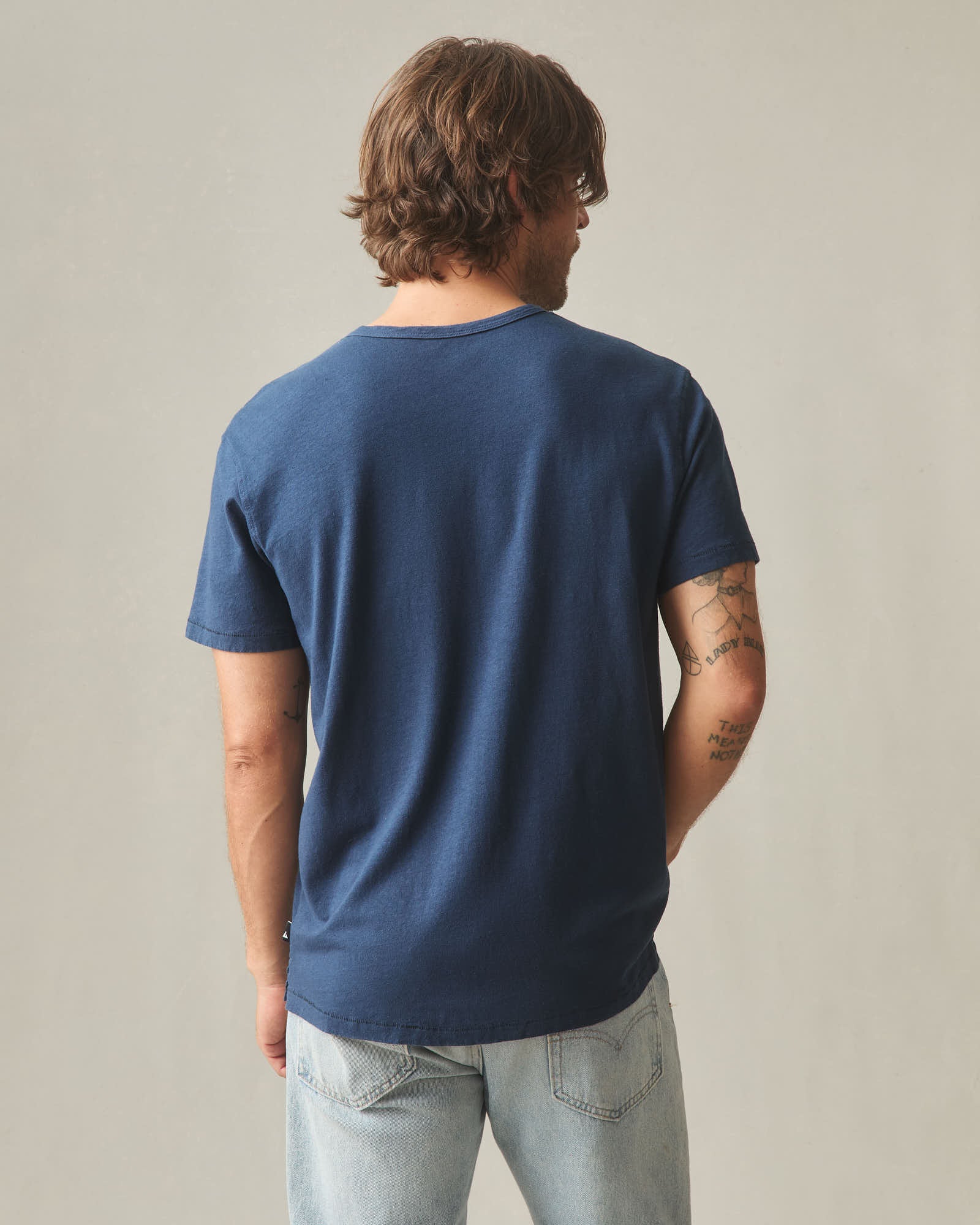 Men's Hemp Jersey Crew Tee - Marine Navy - Image 4