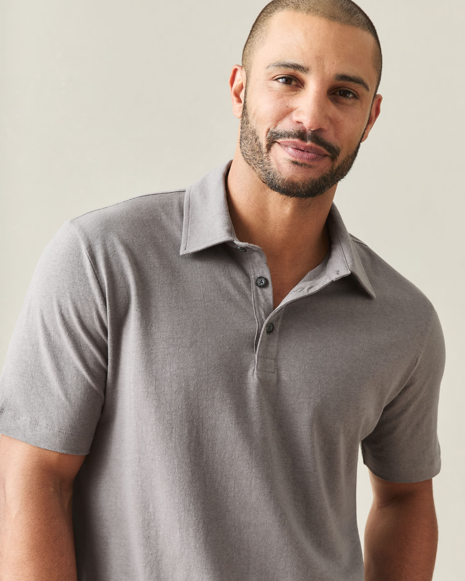 Men's Hemp Polo - Steel Grey - Image 5