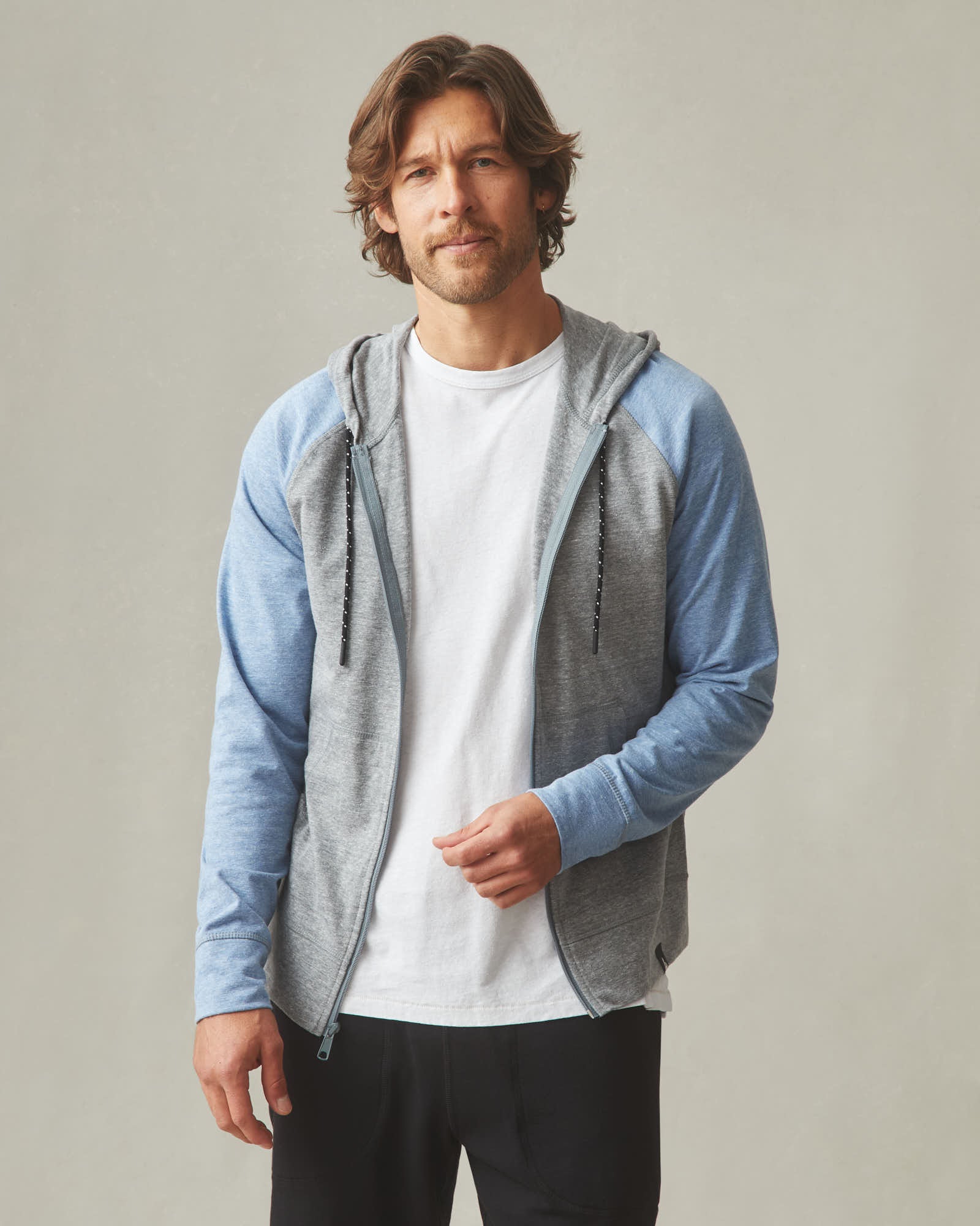 Men's Colorblock Lightweight Full Zip - Blue Jay Dark Charcoal Heather - Image 2