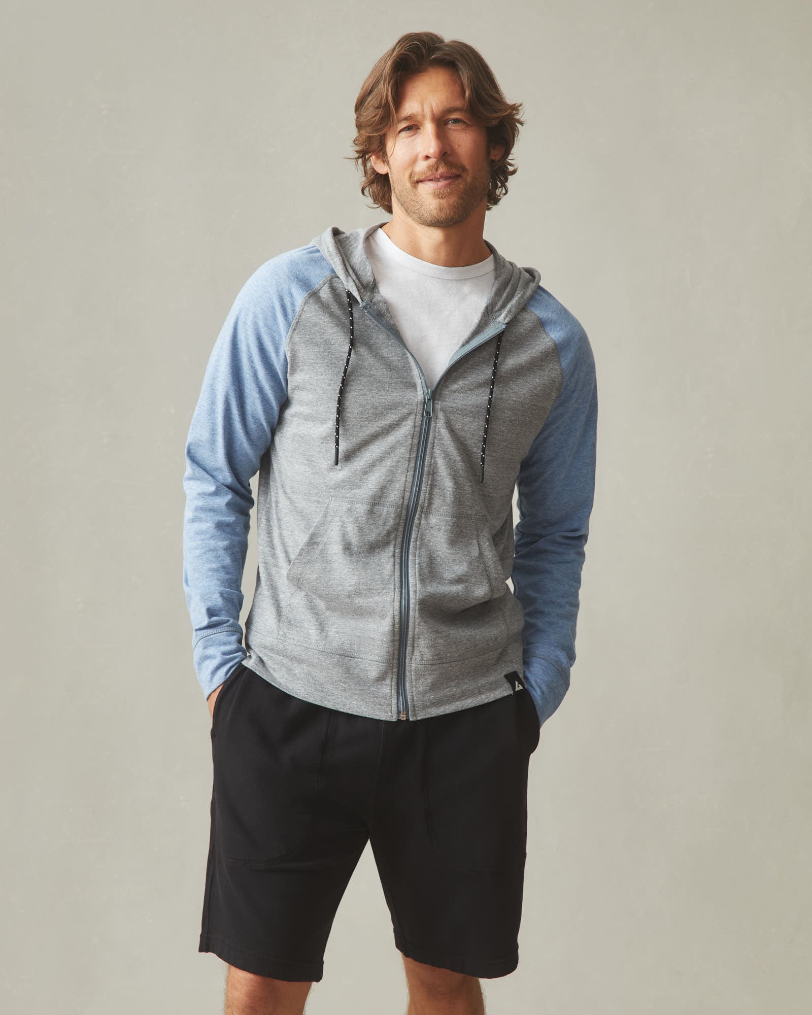 Men's Colorblock Lightweight Full Zip - Blue Jay Dark Charcoal Heather - Image 3