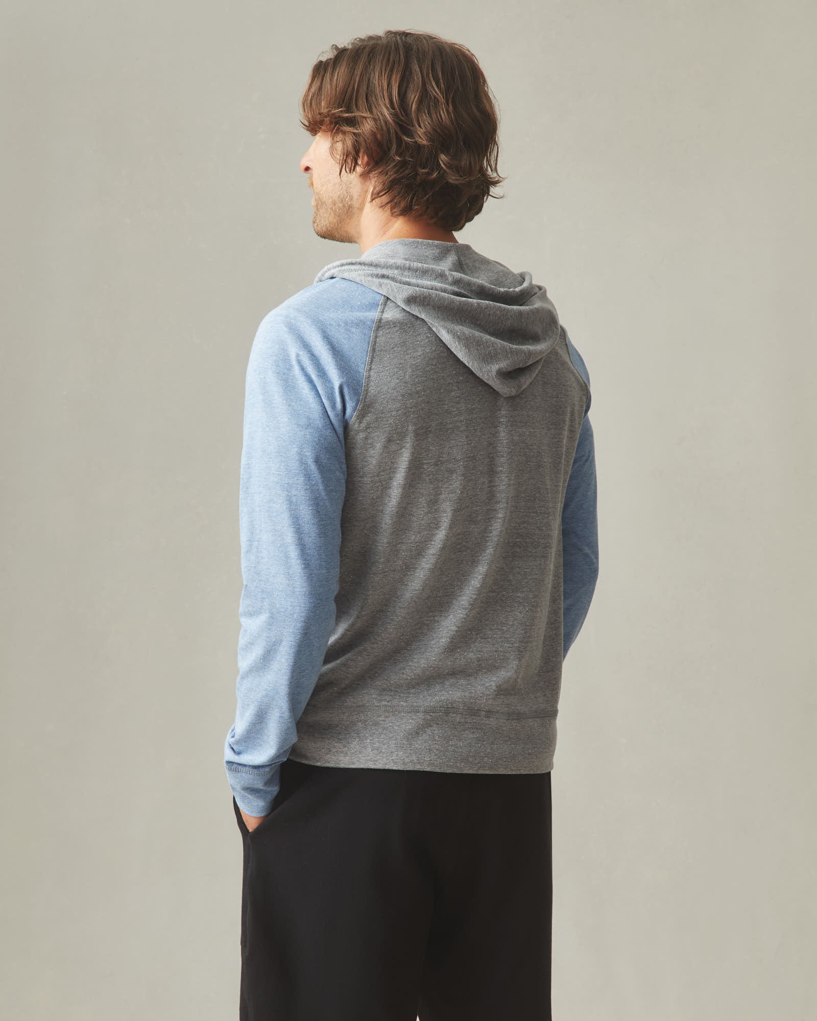 Men's Colorblock Lightweight Full Zip - Blue Jay Dark Charcoal Heather - Image 4