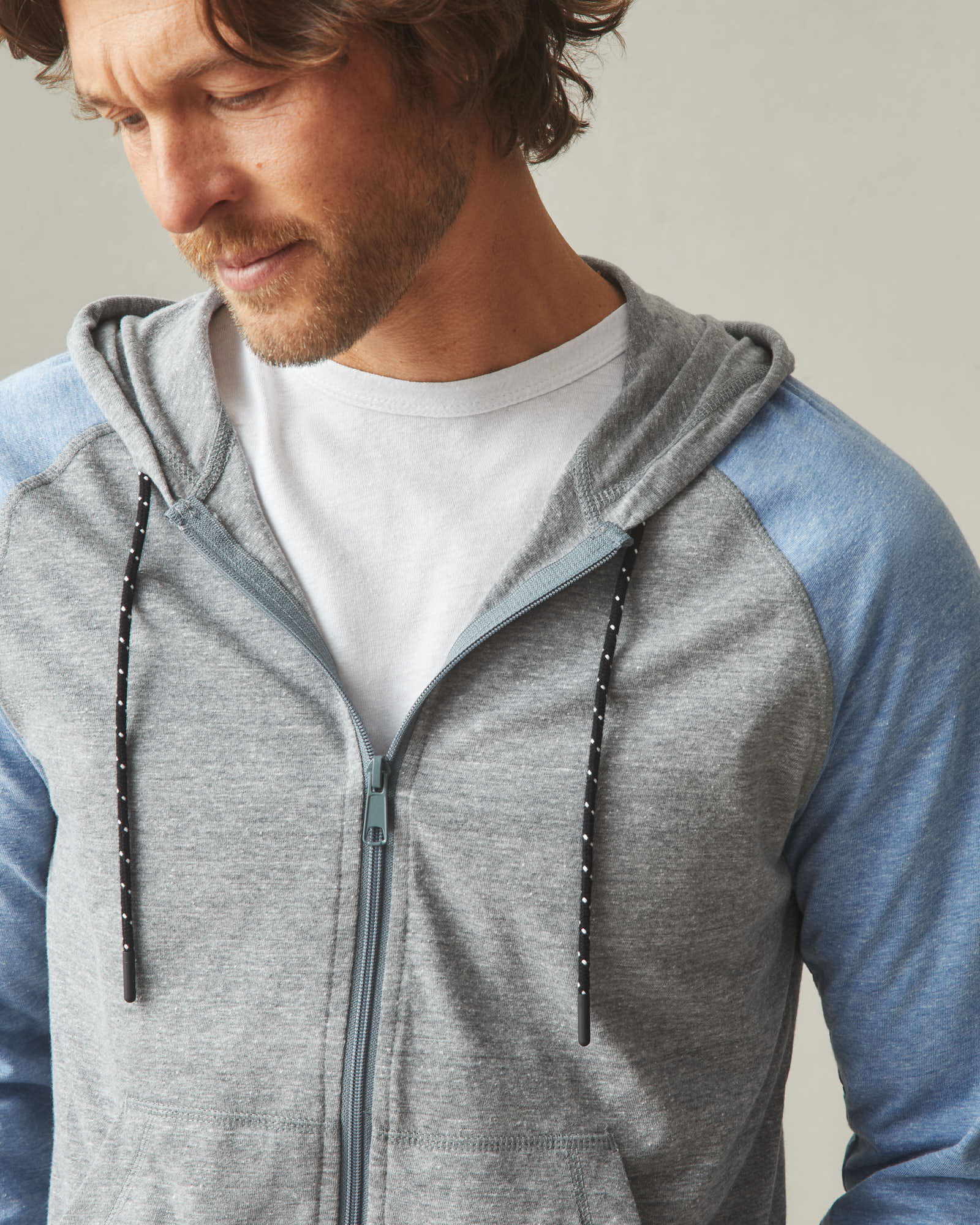 Men's Colorblock Lightweight Full Zip - Blue Jay Dark Charcoal Heather - Image 5