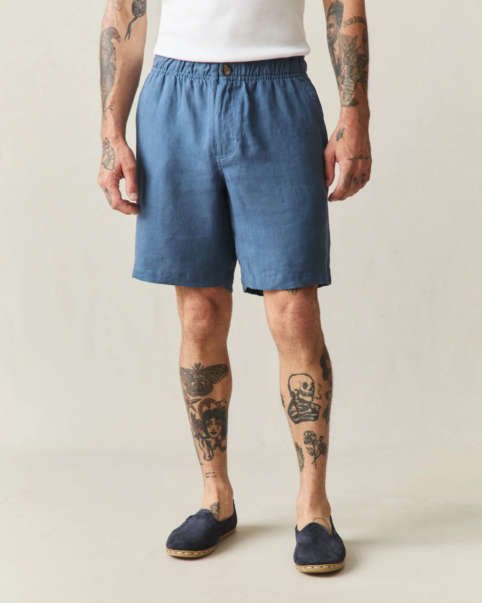 Men's Linen Shorts - Ensign Blue - Image 2