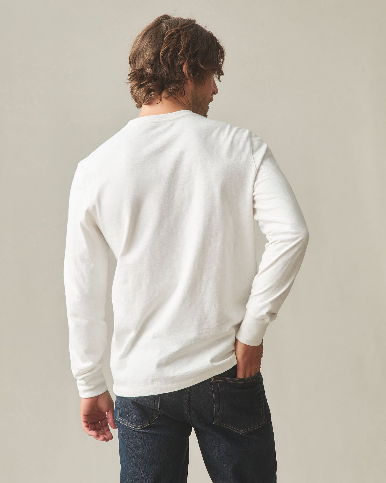 Men's Premium Slub Long Sleeve Crew Tee - Bone - Image 5