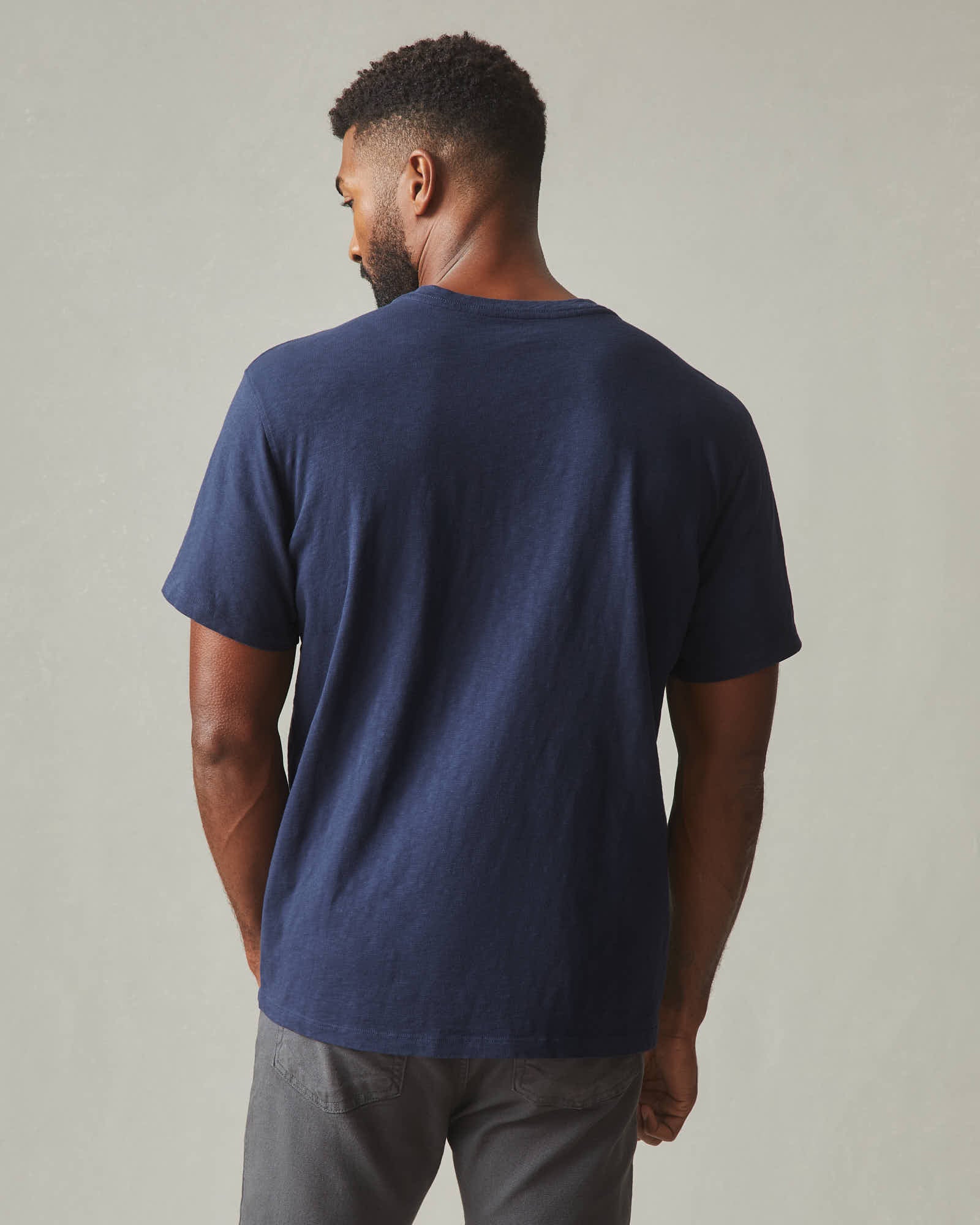 Men's Premium Slub V-Neck Tee - Navy - Image 4