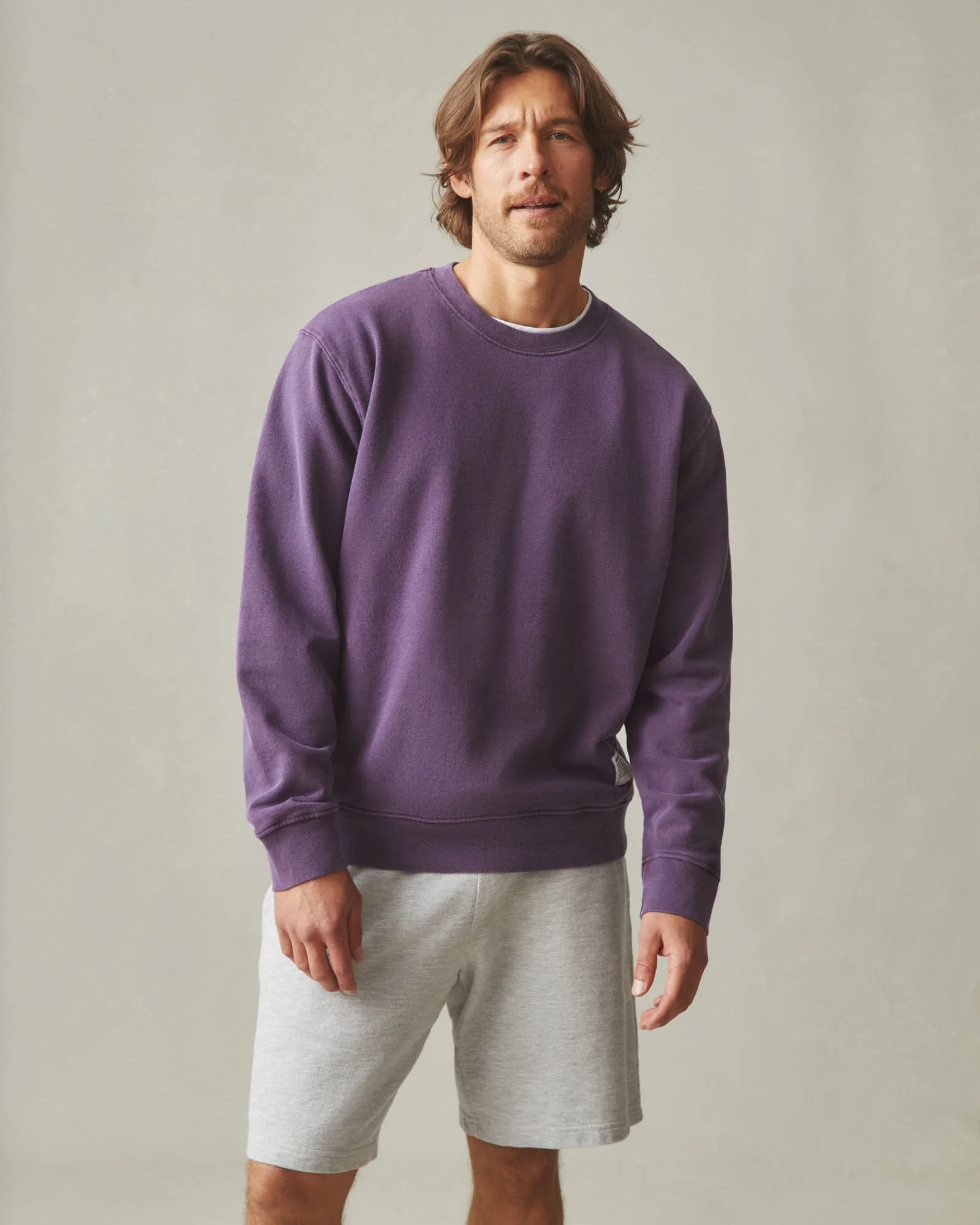 Men's Vintage Wash Relaxed French Terry Crew - Deep Purple - Image 4