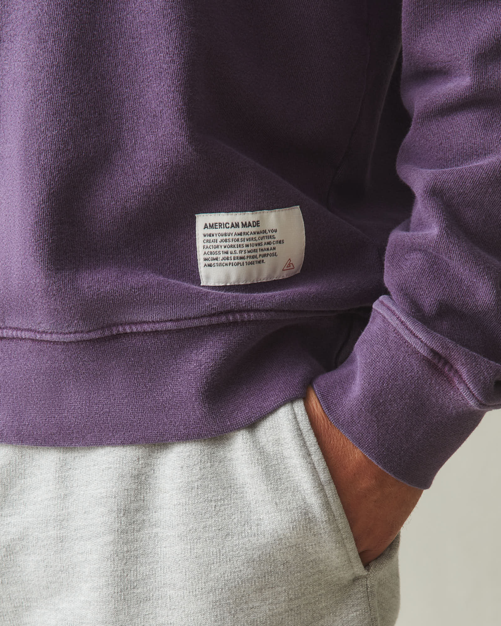 Men's Vintage Wash Relaxed French Terry Crew - Deep Purple - Image 5