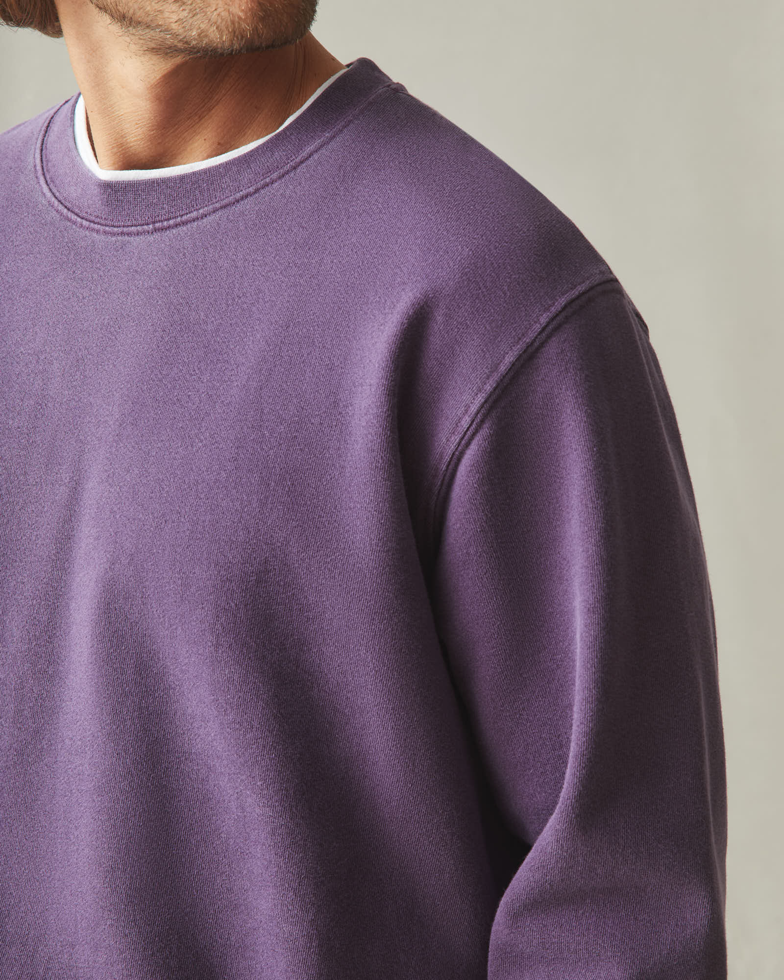 Men's Vintage Wash Relaxed French Terry Crew - Deep Purple - Image 6