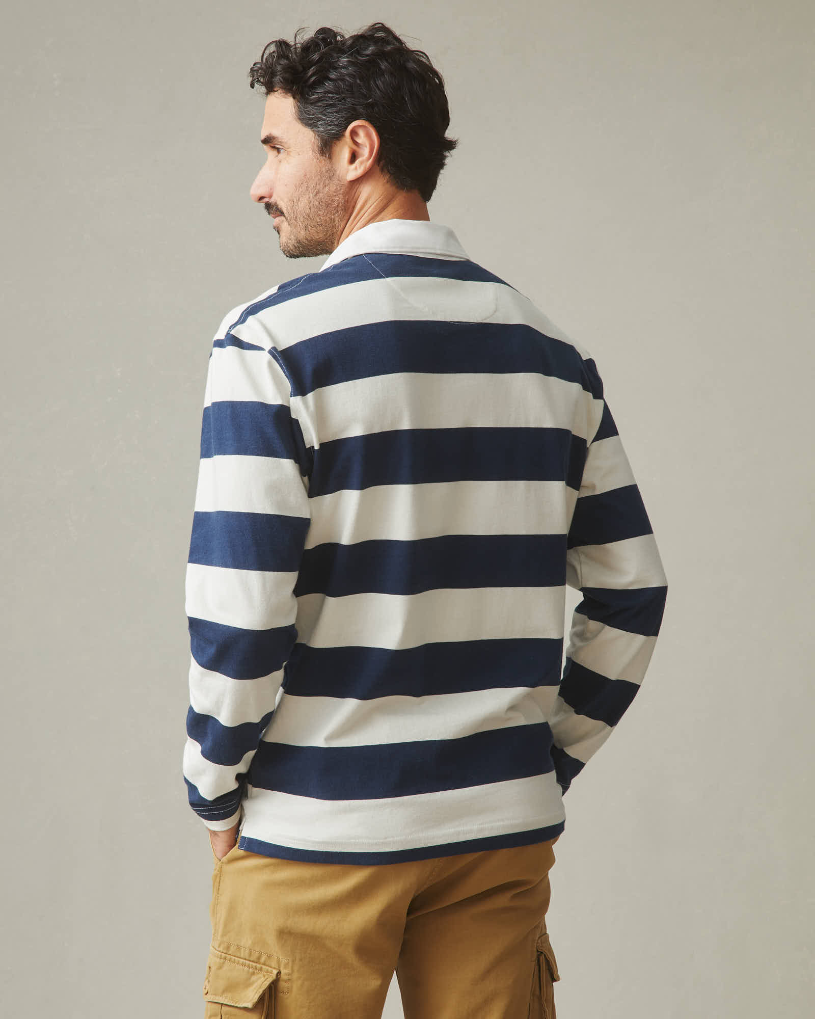 Men's Rugby Shirt - Blue Stripe - Image 3