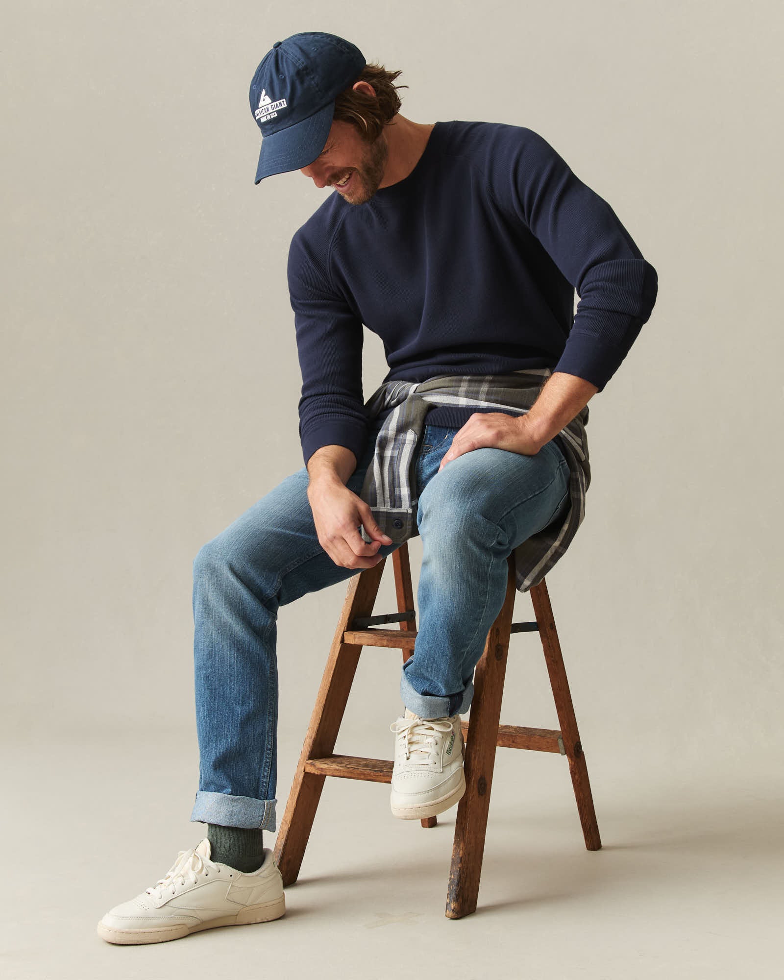 Men's Thermal Long Sleeve Crew Tee - True Navy - Image 6