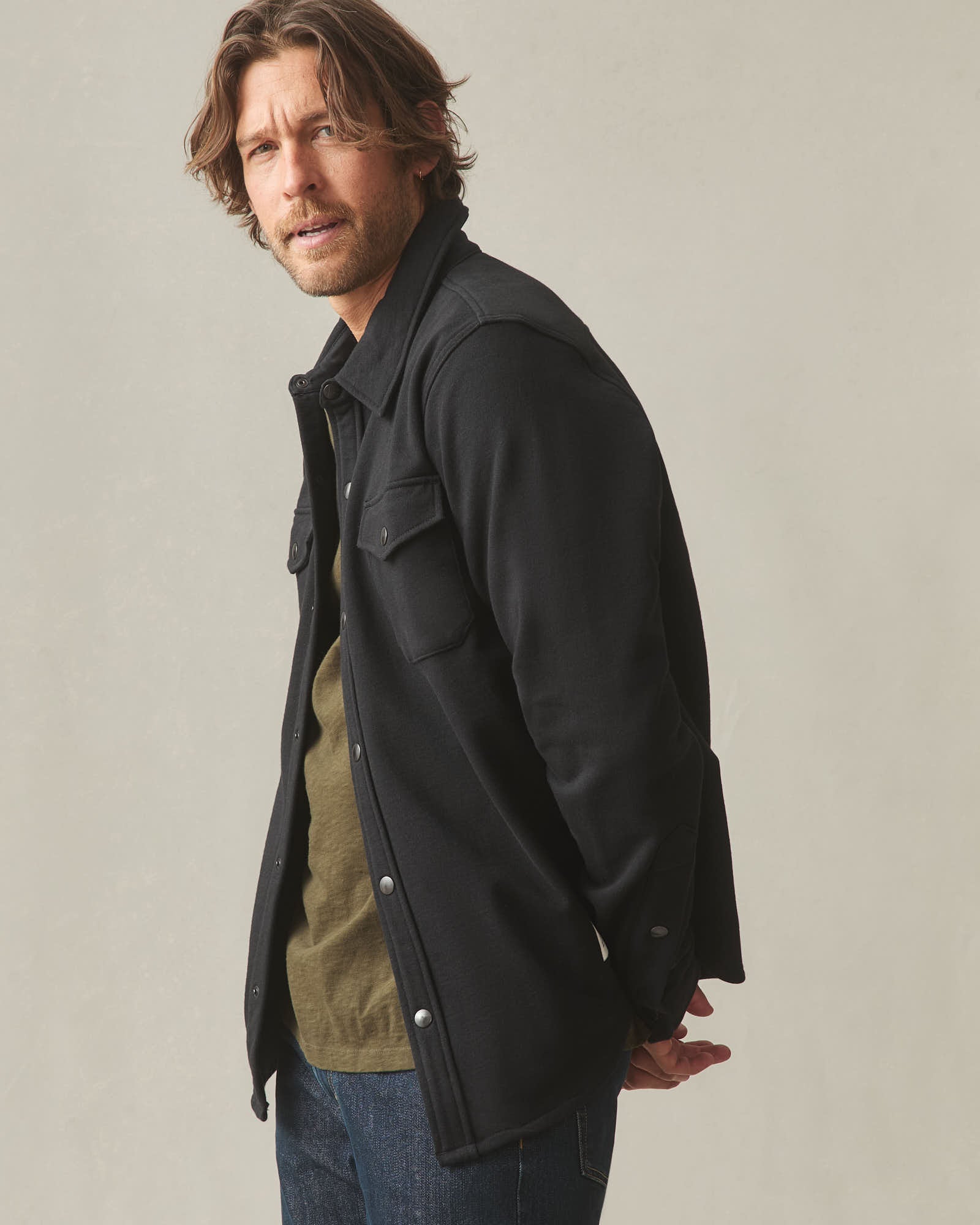 Unisex Redwood Fleece Overshirt - Black - Image 4