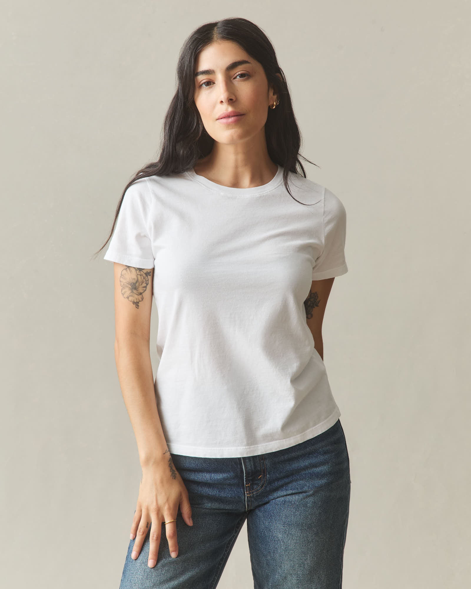 Women's Classic Cotton Crew Tee - White