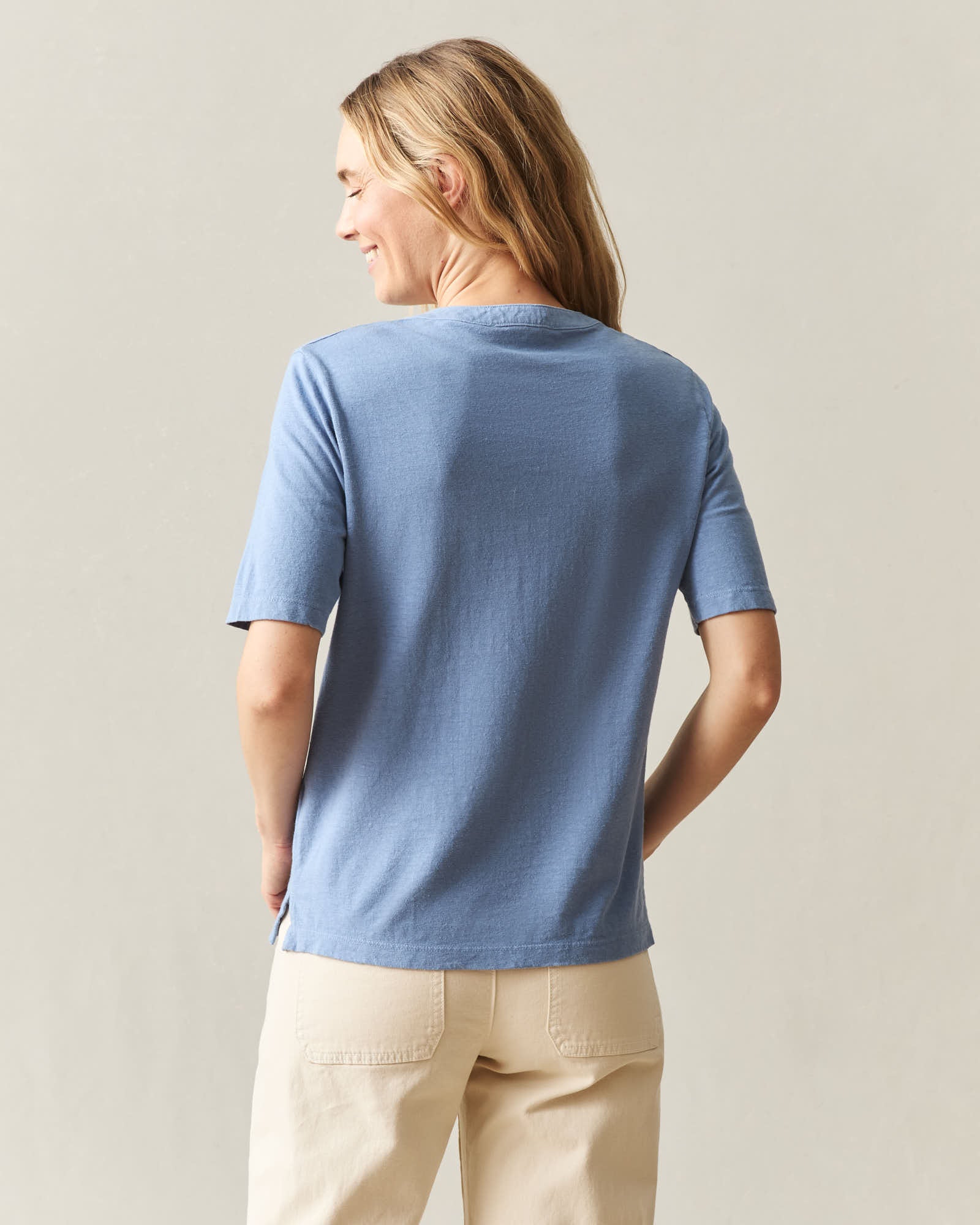 Women's Hemp V-Notch Tee - Colony Blue - Image 3
