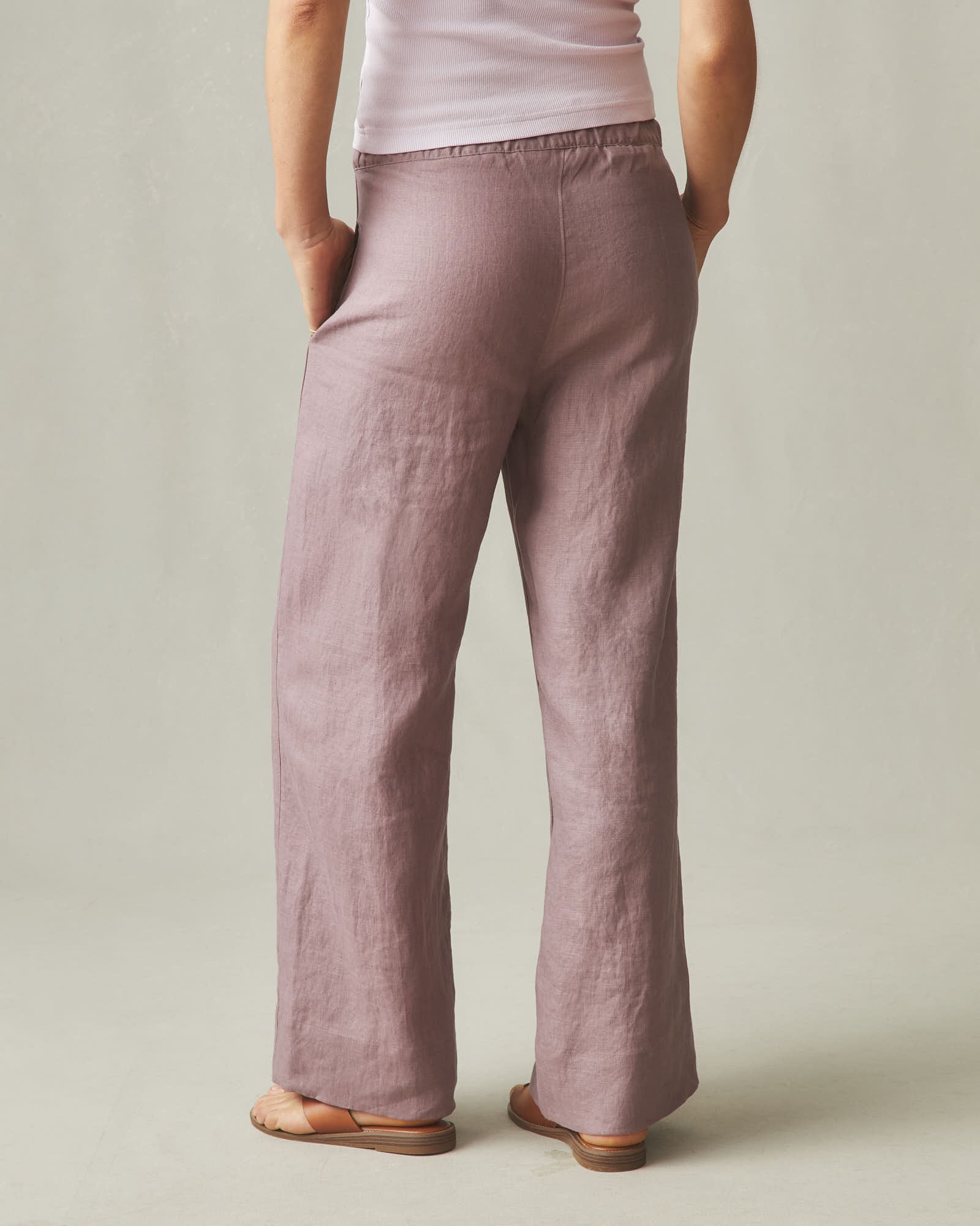 Women's Linen Wide Leg Pant - Twilight Mauve - Image 3