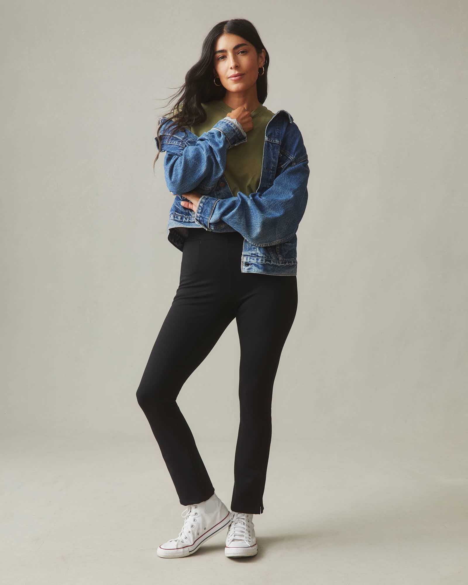 Ponte Kick Flare Pant - Super Black - Image 3