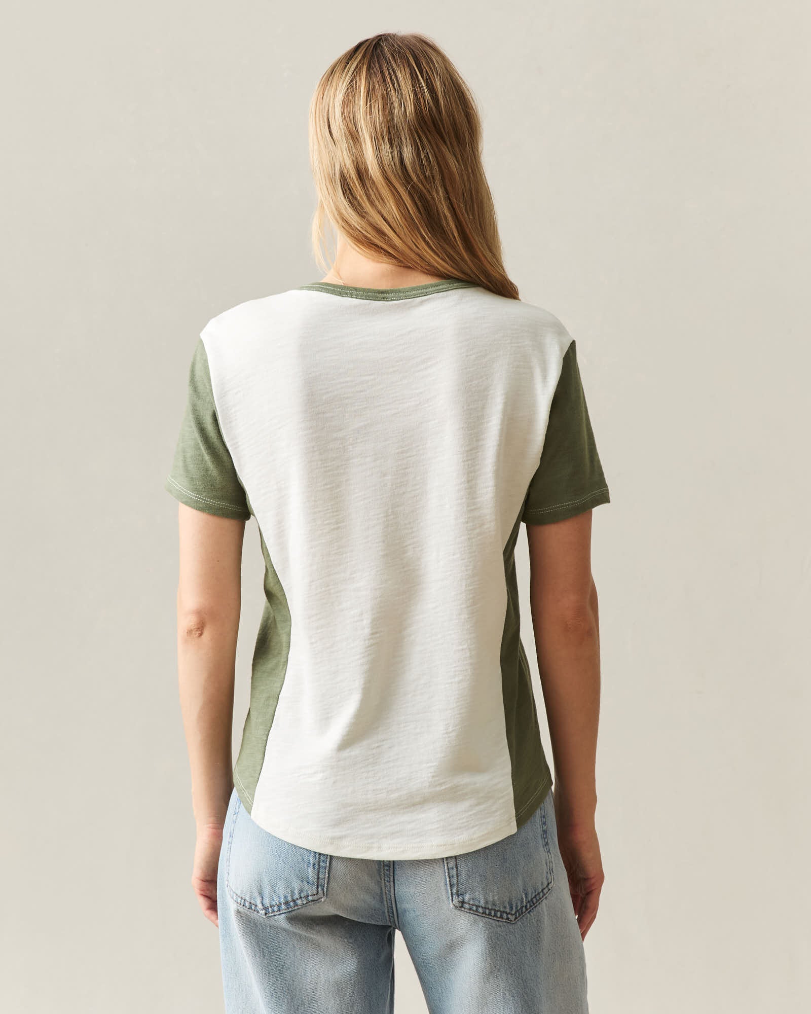 Women's Premium Slub Colorblock Crew Tee - Birch Olvine - Image 5
