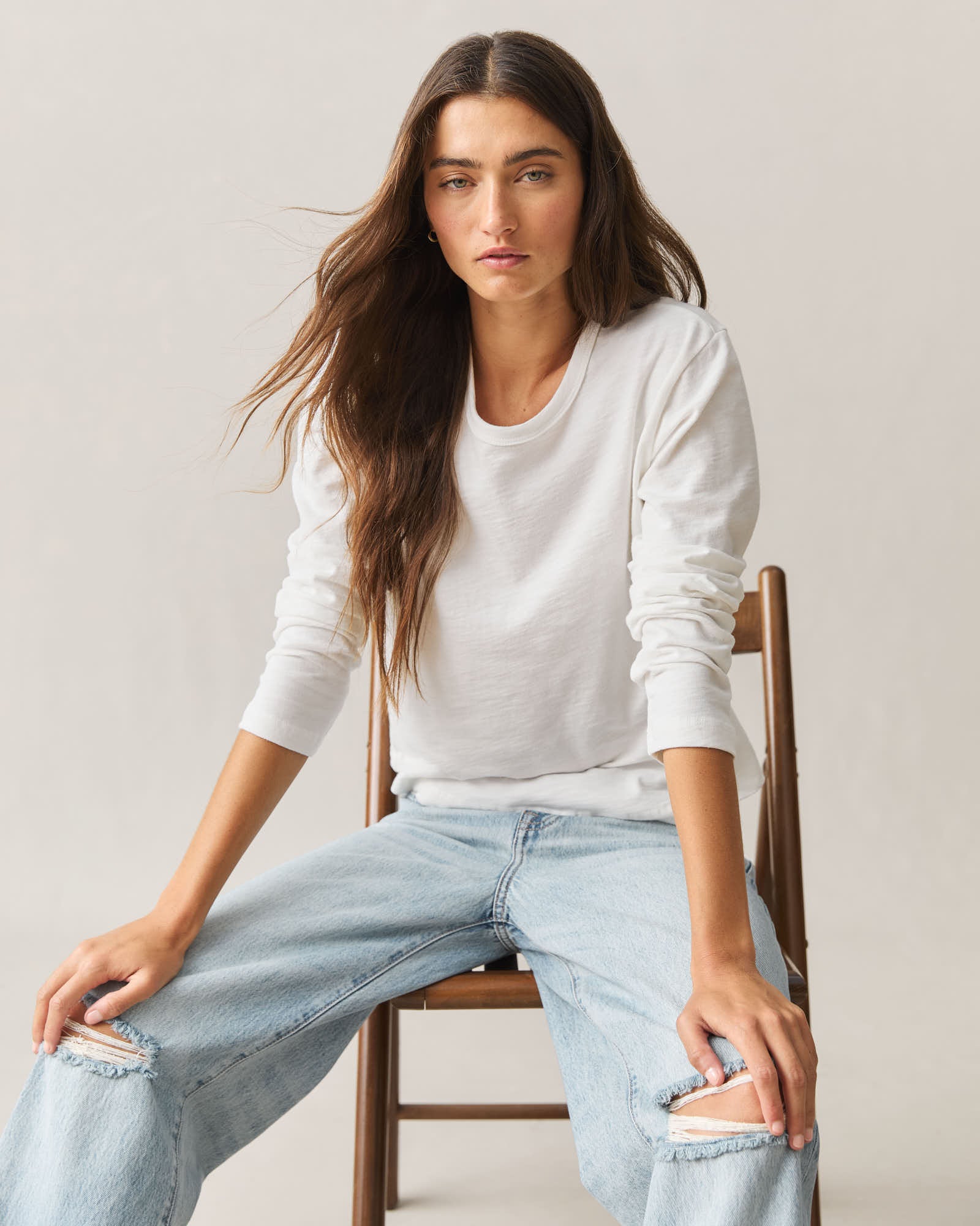 Women's Premium Slub Curved Hem Long Sleeve - Sugar Swizzle - Image 6
