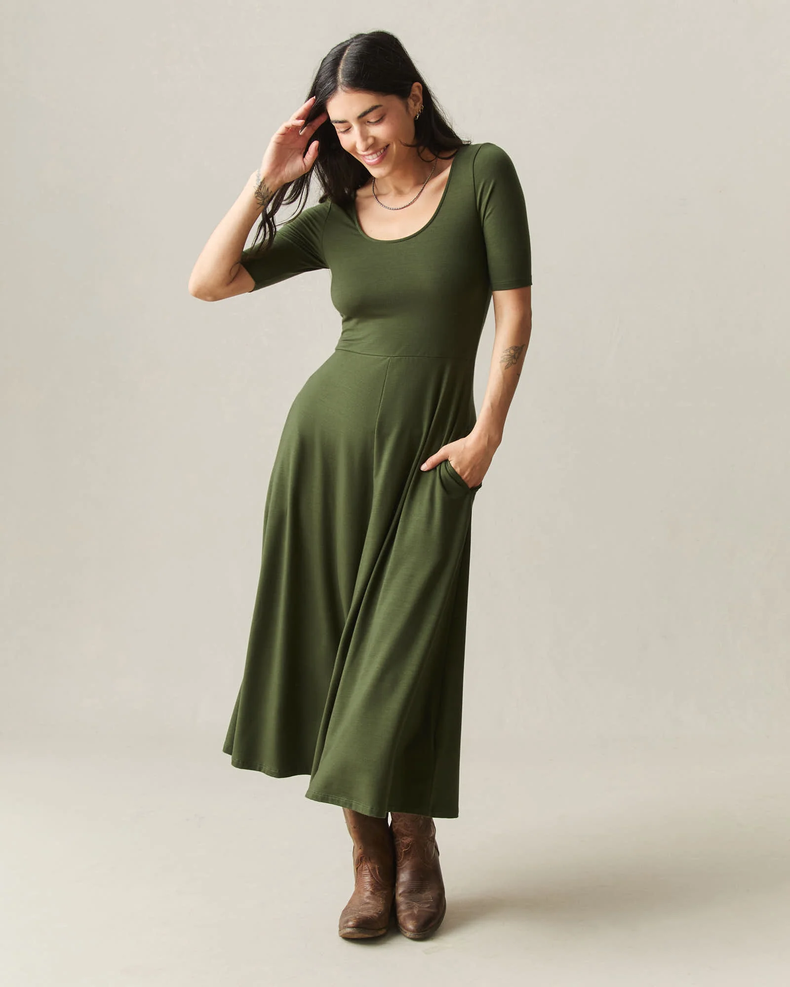Women's Short Sleeve Flex Dress - Rifle Green - Image 2