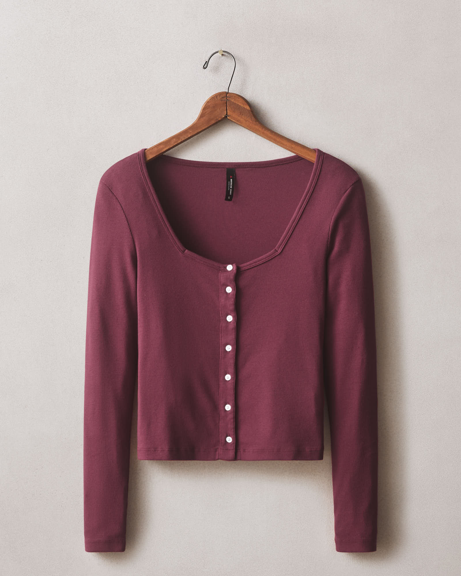 Women's Luxe Rib Square Neck Cardigan - Pomegranate