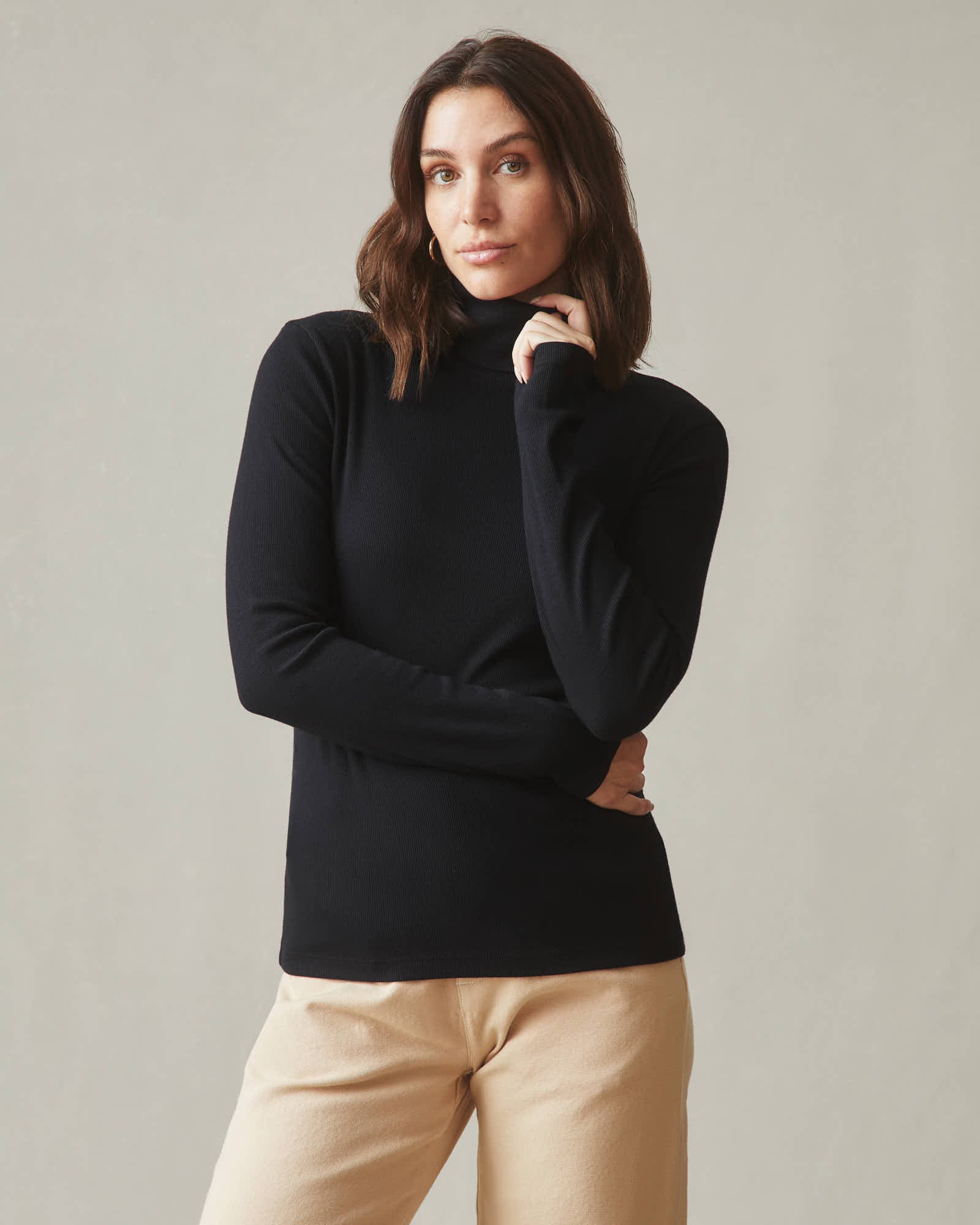 Women's Luxe Rib Turtleneck - Black - Image 6