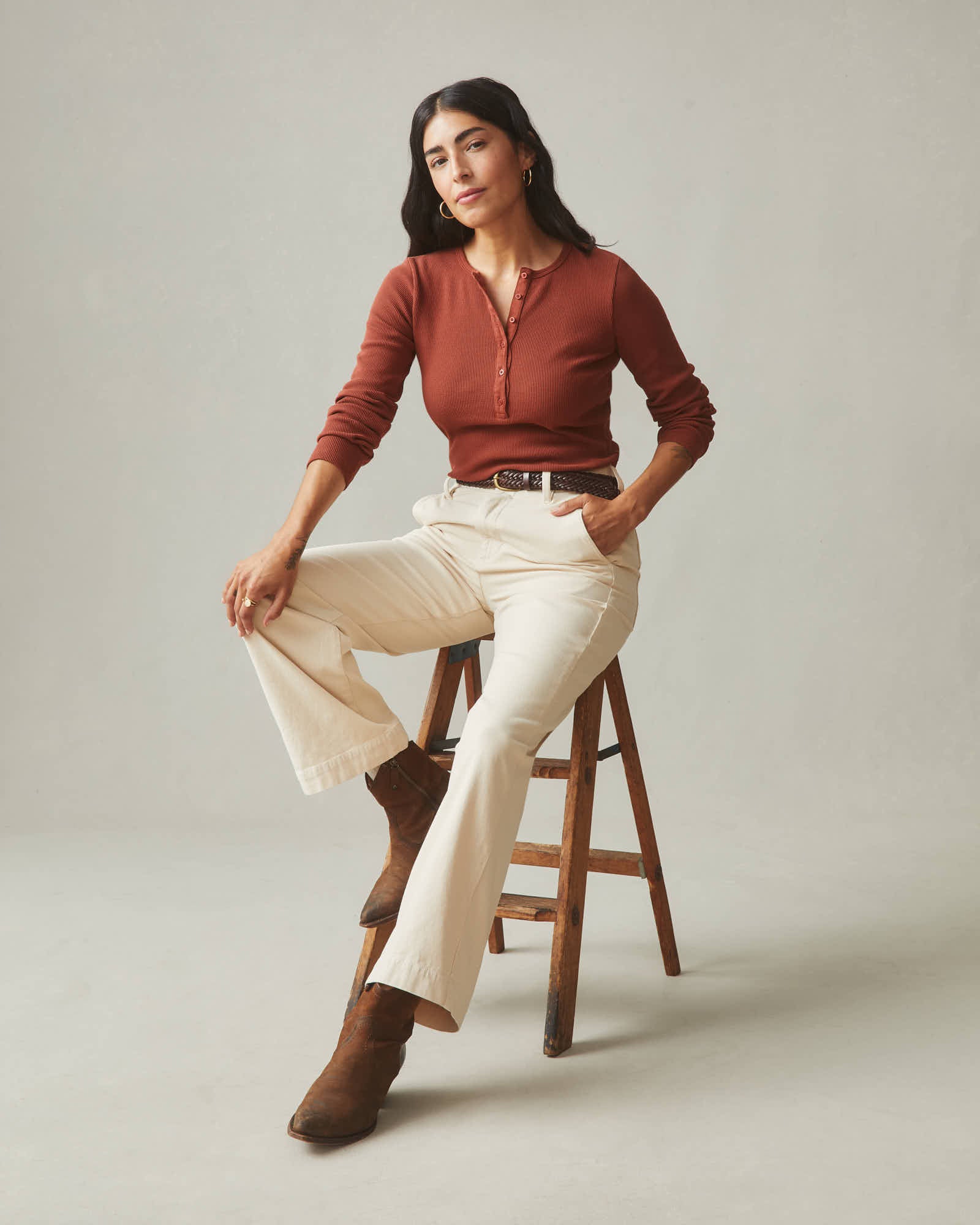 Women's Thermal Henley - Smoked Paprika - Image 5