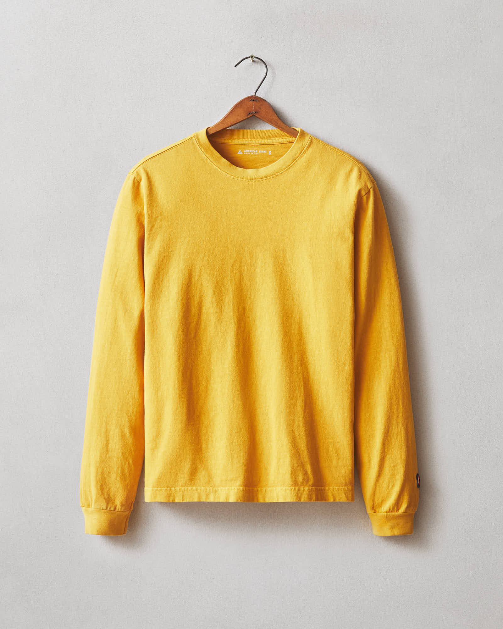 Women's Vintage Crew Long Sleeve Tee - Washed Golden Yellow